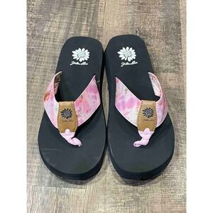 Yellow Box Women's Size 8 Flip Flop Sandals Pink Tie Dye Comfort